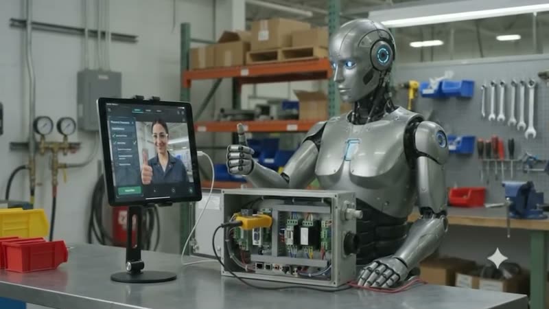 The humanoid giving a thumbs-up, the checklist complete